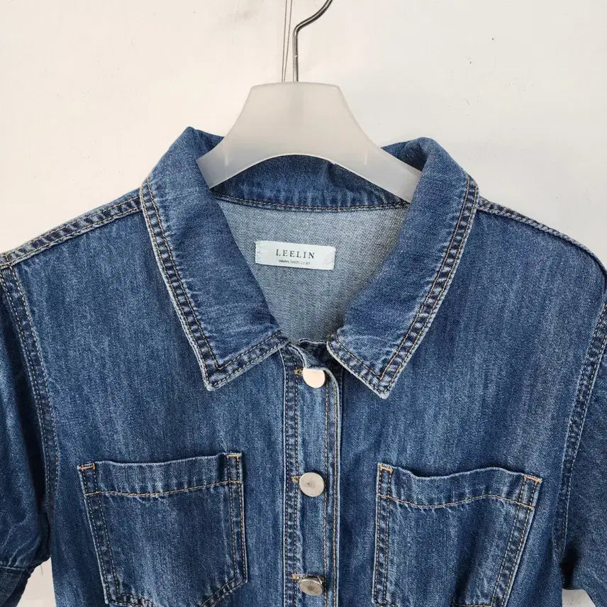 [BUNJANG] LEELIN Denim Short Sleeve Long Dress / LEELIN 청 데님 반팔 롱 원피스