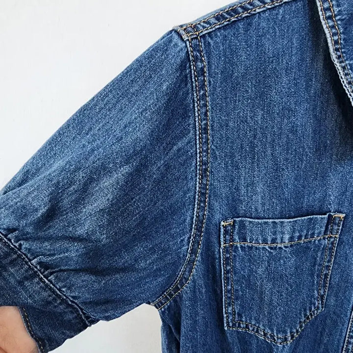 [BUNJANG] LEELIN Denim Short Sleeve Long Dress / LEELIN 청 데님 반팔 롱 원피스