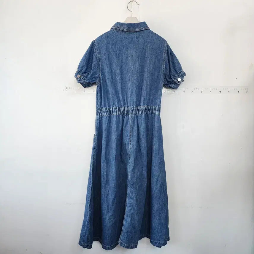 [BUNJANG] LEELIN Denim Short Sleeve Long Dress / LEELIN 청 데님 반팔 롱 원피스