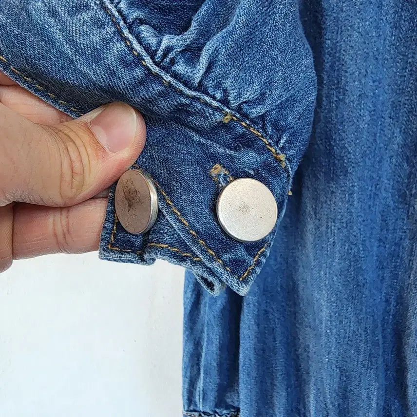 [BUNJANG] LEELIN Denim Short Sleeve Long Dress / LEELIN 청 데님 반팔 롱 원피스