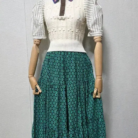 [BUNJANG] Unique Knit Shirt &amp; Pattern Long Skirt Set / 니트셔츠 &amp; 패턴 롱 스커트 셋업