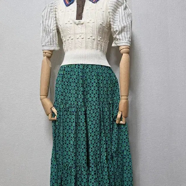 [BUNJANG] Unique Knit Shirt &amp; Pattern Long Skirt Set / 니트셔츠 &amp; 패턴 롱 스커트 셋업