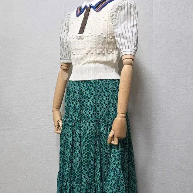 [BUNJANG] Unique Knit Shirt &amp; Pattern Long Skirt Set / 니트셔츠 &amp; 패턴 롱 스커트 셋업