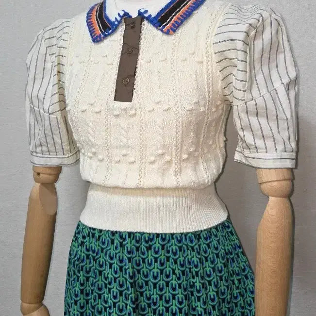[BUNJANG] Unique Knit Shirt &amp; Pattern Long Skirt Set / 니트셔츠 &amp; 패턴 롱 스커트 셋업