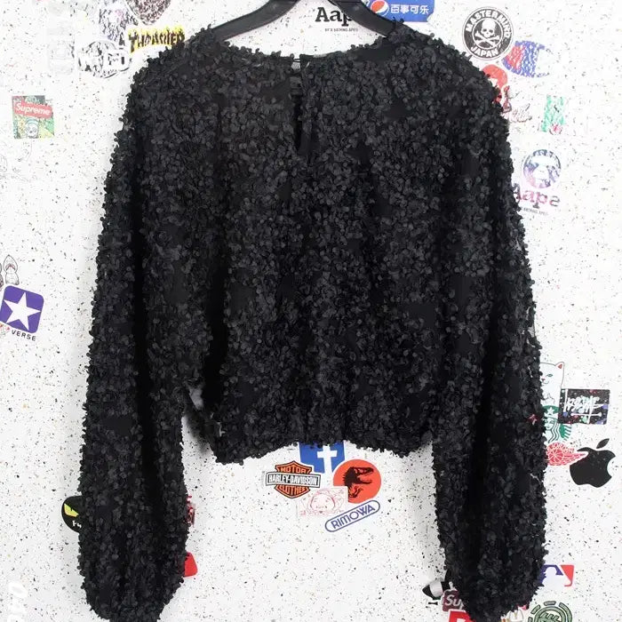 [BUNJANG] ZARA Boucle See-Through Black Blouse (Size S) / 여성S / 자라 부클 시스루 블랙 블라우스BK 12-137