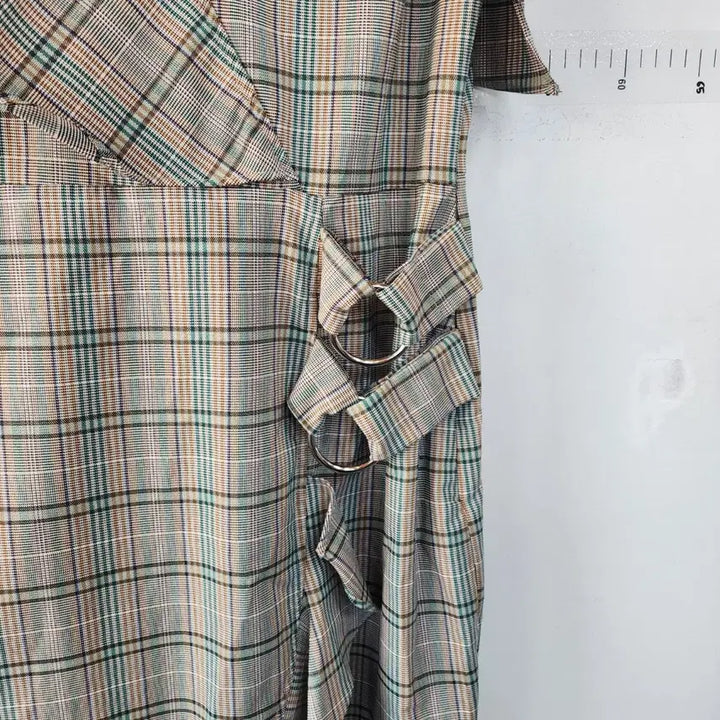 [BUNJANG] DANJI Checkered Long Dress with Frill Detail / DANJI 체크 롱 원피스 프릴 장식