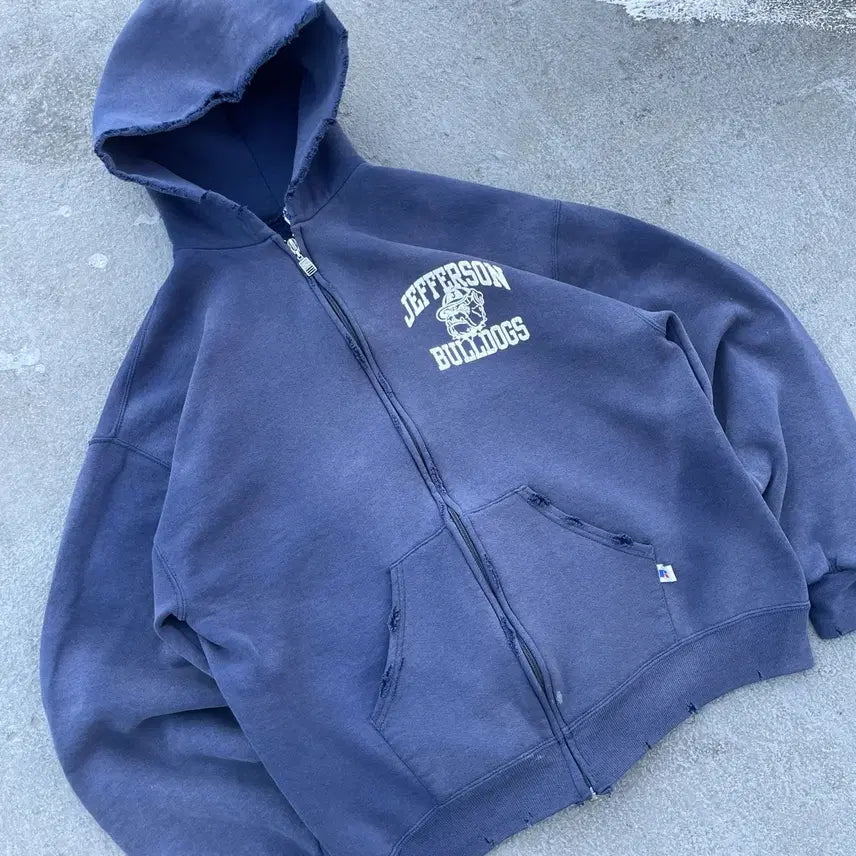 [SOLD OUT] 러셀 90s 썬 페이드 디스트레스드 후드집업