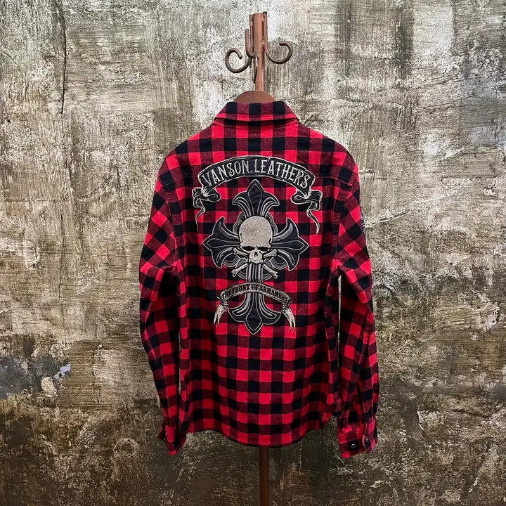 [BUNJANG] Vanson TFOA Checkered Shirt / Vanson x TFOA 밴슨 레더 x무장전선 체크 셔츠