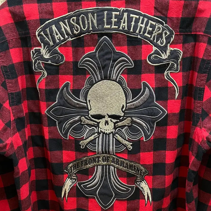 [BUNJANG] Vanson TFOA Checkered Shirt / Vanson x TFOA 밴슨 레더 x무장전선 체크 셔츠