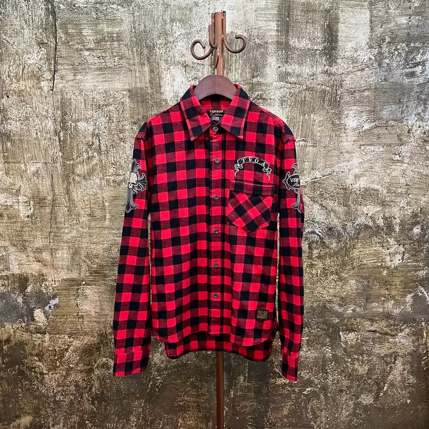 [BUNJANG] Vanson TFOA Checkered Shirt / Vanson x TFOA 밴슨 레더 x무장전선 체크 셔츠
