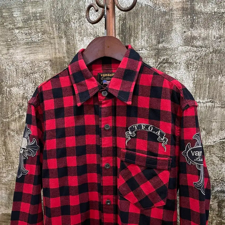 [BUNJANG] Vanson TFOA Checkered Shirt / Vanson x TFOA 밴슨 레더 x무장전선 체크 셔츠