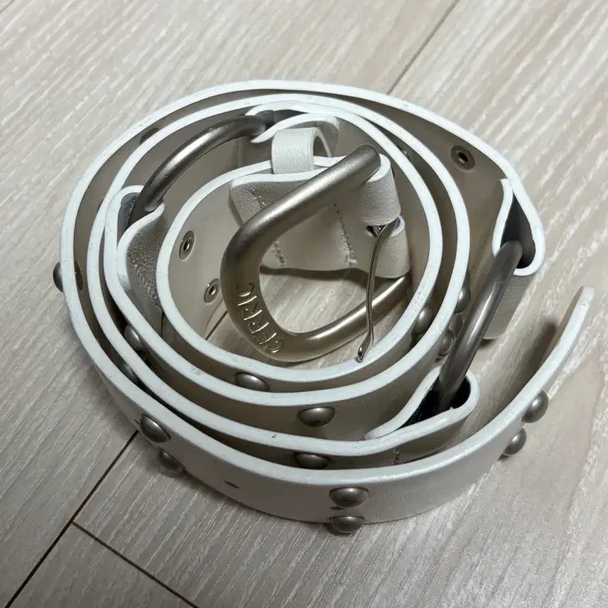 [BUNJANG] Seric Two Ring Rivet White Belt / 세릭 two ring rivet white 벨트 화이트