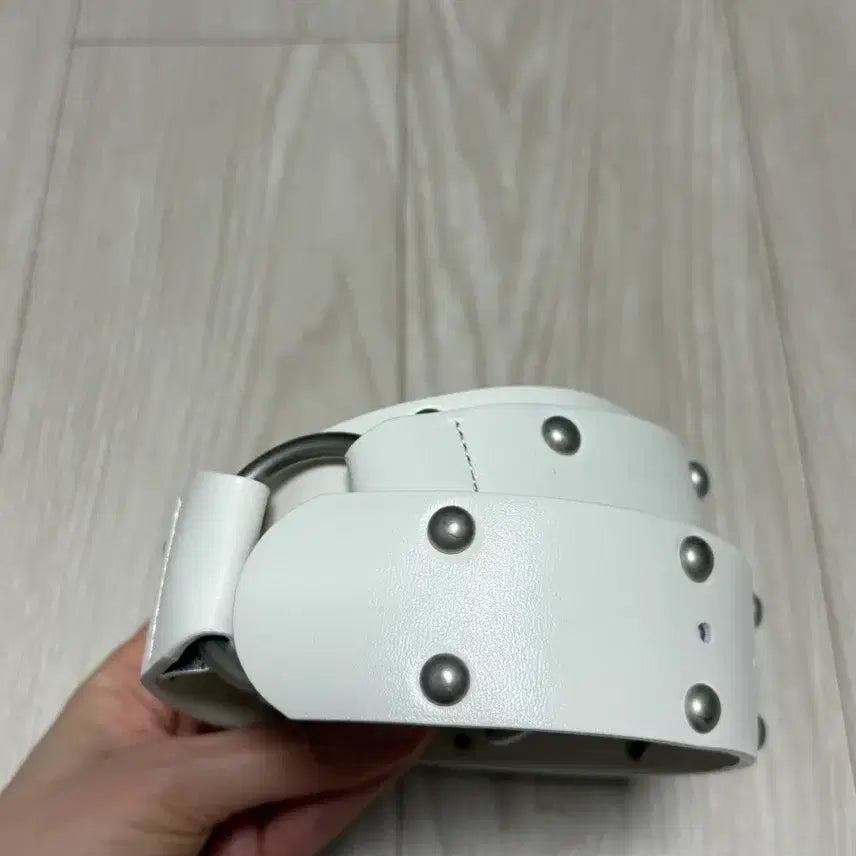 [BUNJANG] Seric Two Ring Rivet White Belt / 세릭 two ring rivet white 벨트 화이트