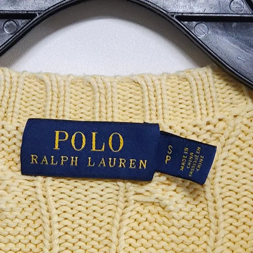 [BUNJANG] Polo Ralph Lauren Cable Knit Cream Yellow Sweater / 폴로 랄프로렌 꽈배기 니트 크림옐로우 55~66 케이블 니트