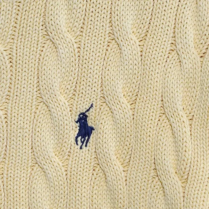 [BUNJANG] Polo Ralph Lauren Cable Knit Cream Yellow Sweater / 폴로 랄프로렌 꽈배기 니트 크림옐로우 55~66 케이블 니트