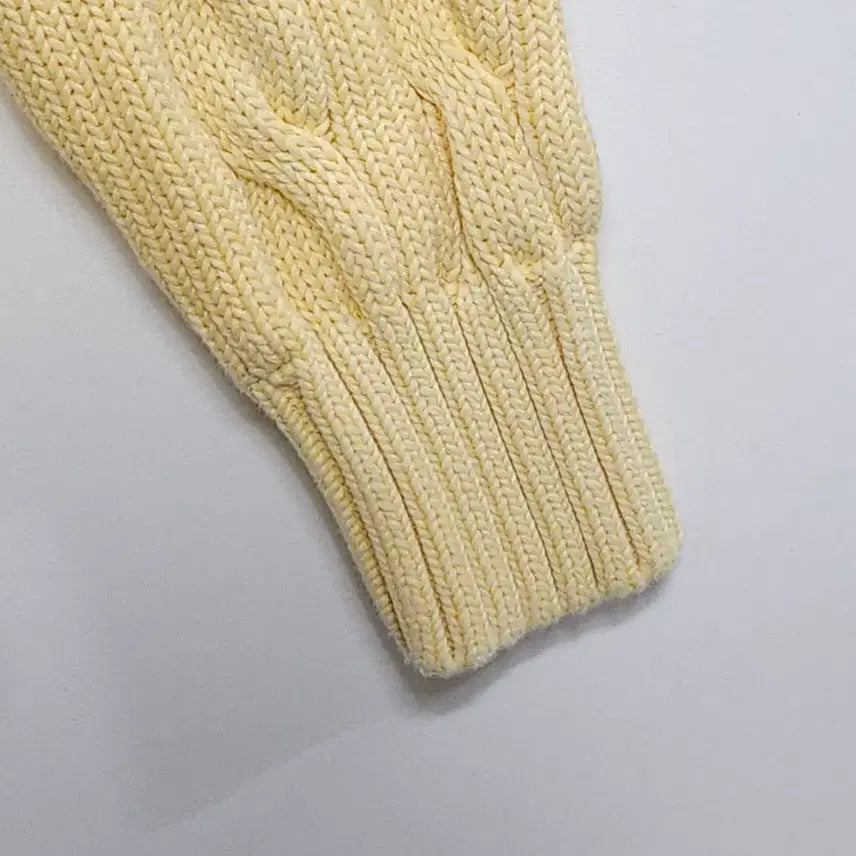 [BUNJANG] Polo Ralph Lauren Cable Knit Cream Yellow Sweater / 폴로 랄프로렌 꽈배기 니트 크림옐로우 55~66 케이블 니트