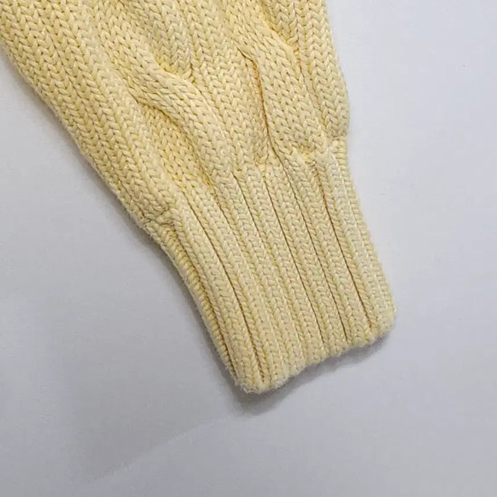 [BUNJANG] Polo Ralph Lauren Cable Knit Cream Yellow Sweater / 폴로 랄프로렌 꽈배기 니트 크림옐로우 55~66 케이블 니트