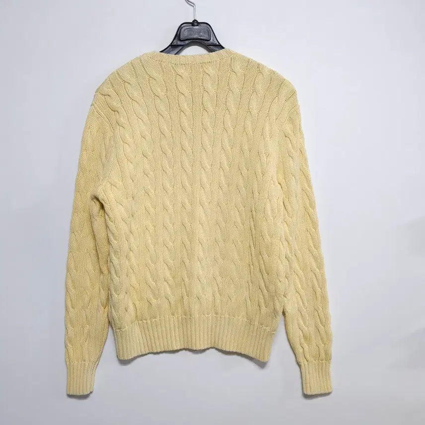 [BUNJANG] Polo Ralph Lauren Cable Knit Cream Yellow Sweater / 폴로 랄프로렌 꽈배기 니트 크림옐로우 55~66 케이블 니트