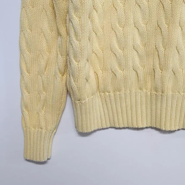 [BUNJANG] Polo Ralph Lauren Cable Knit Cream Yellow Sweater / 폴로 랄프로렌 꽈배기 니트 크림옐로우 55~66 케이블 니트