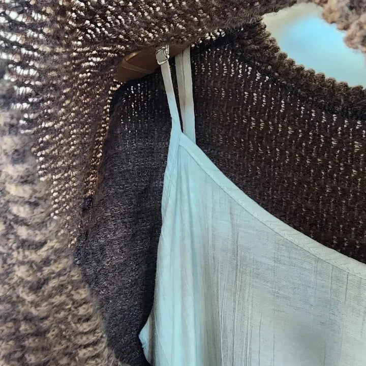 [BUNJANG] Cropped Knit Cardigan and Long Dress Set / 크롭 니트 가디건 롱 원피스