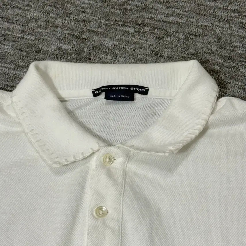 [SOLD OUT] 빈티지 폴로카라 반팔티 (White) | 스티치 커스텀제품