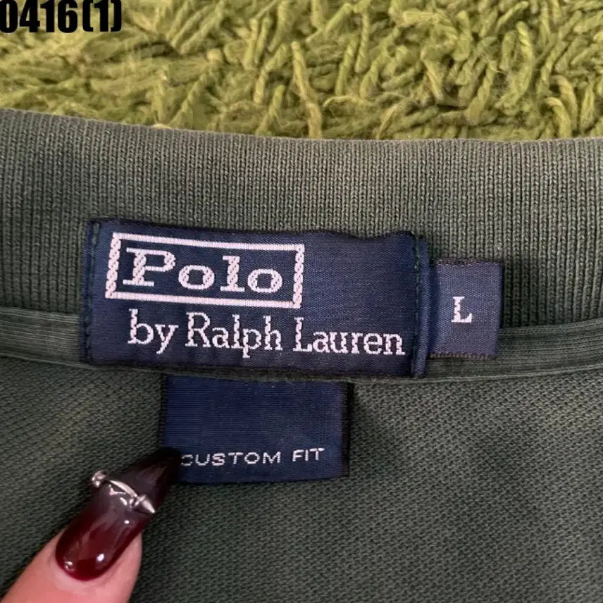 [SOLD OUT] 폴로 랄프로렌 카키색 커스텀핏 반팔 폴로티 L