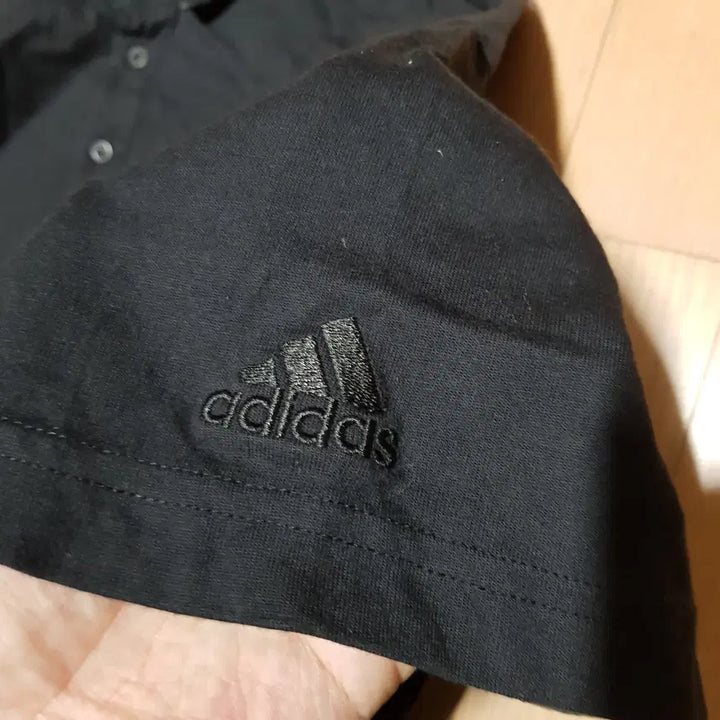 [BUNJANG] Adidas Oversized Black Polo Collar T-shirt / 105-110/아디다스 미사용 오버핏 블랙 폴로카라 면반팔셔츠/416-3