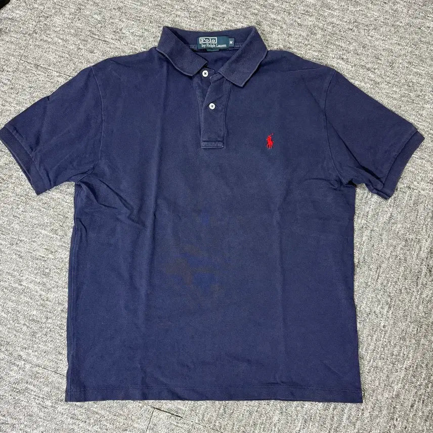 [SOLD OUT] 빈티지 폴로카라 반팔티 (Navy) | 총기장 수선