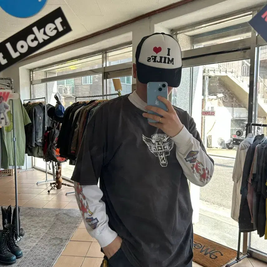 [BUNJANG] Harley Davidson Flame Long Sleeve Shirt / 00s 할리데이비슨 플레임 롱슬리브