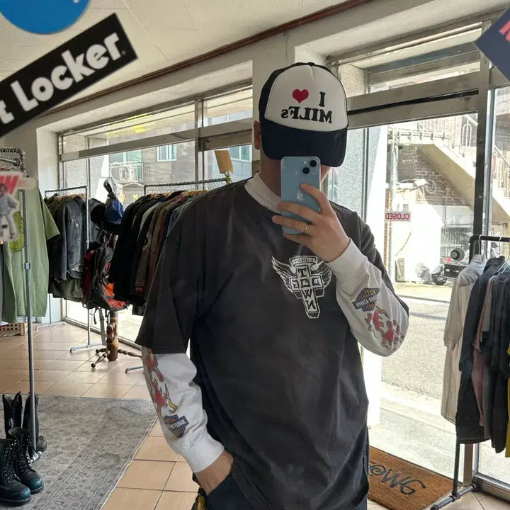 [BUNJANG] Harley Davidson Flame Long Sleeve Shirt / 00s 할리데이비슨 플레임 롱슬리브