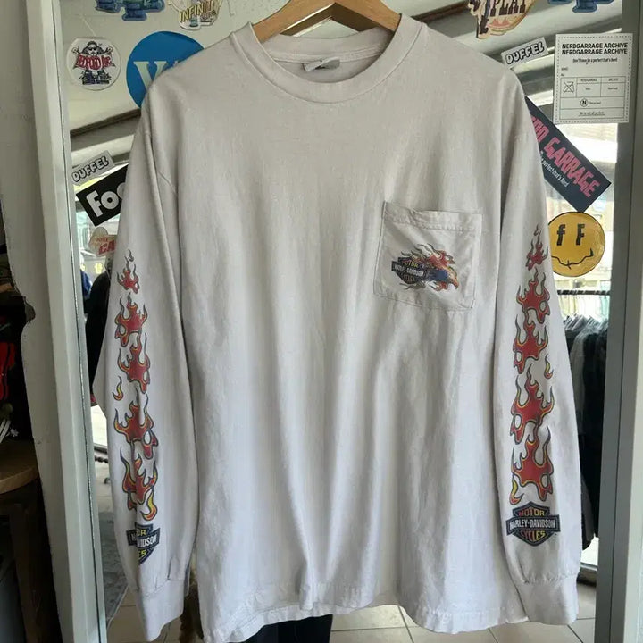 [BUNJANG] Harley Davidson Flame Long Sleeve Shirt / 00s 할리데이비슨 플레임 롱슬리브