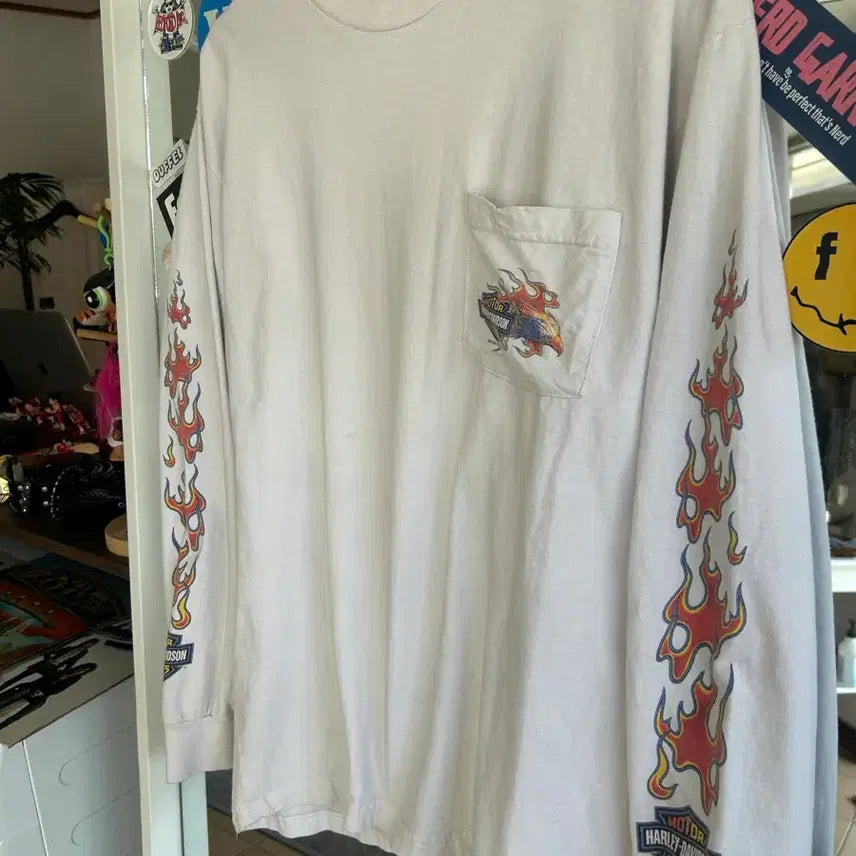 [BUNJANG] Harley Davidson Flame Long Sleeve Shirt / 00s 할리데이비슨 플레임 롱슬리브