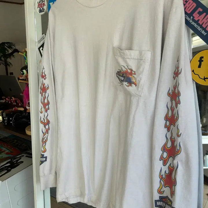 [BUNJANG] Harley Davidson Flame Long Sleeve Shirt / 00s 할리데이비슨 플레임 롱슬리브