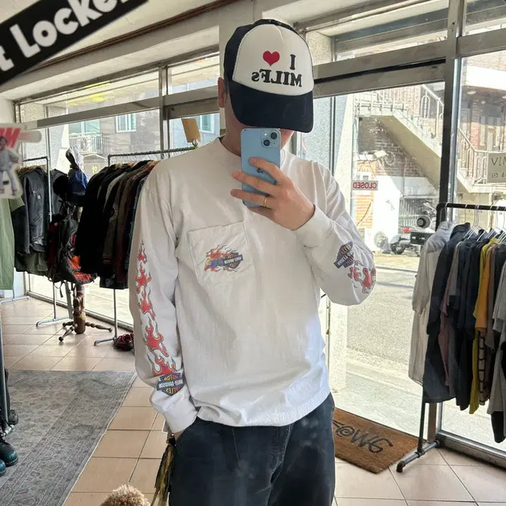 [BUNJANG] Harley Davidson Flame Long Sleeve Shirt / 00s 할리데이비슨 플레임 롱슬리브