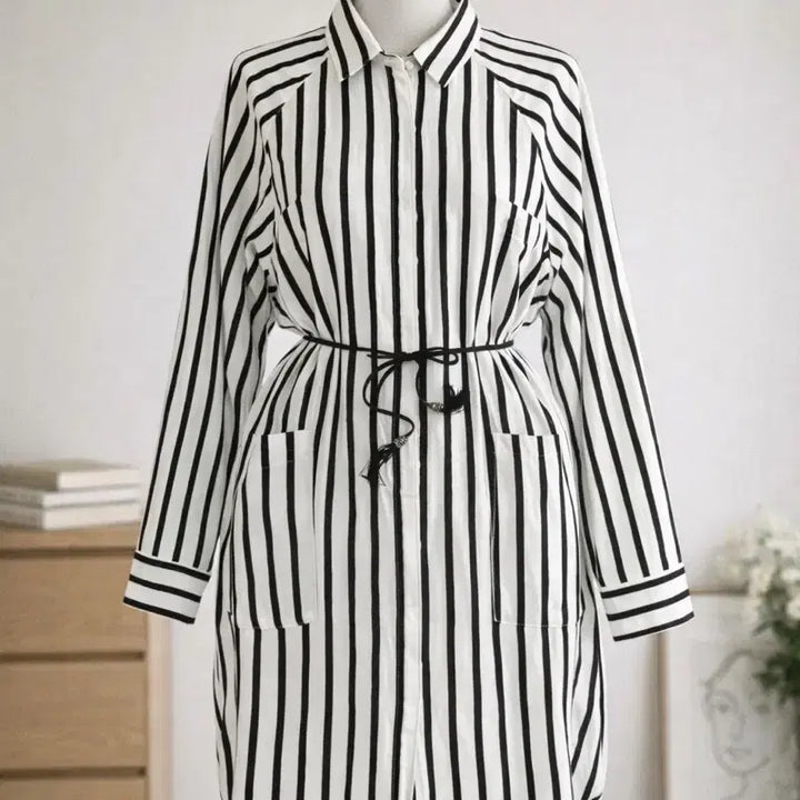 [SOLD OUT] 정품 모조에스핀(Mojo.S.Phine)  셔츠형 스트라이프 원피스