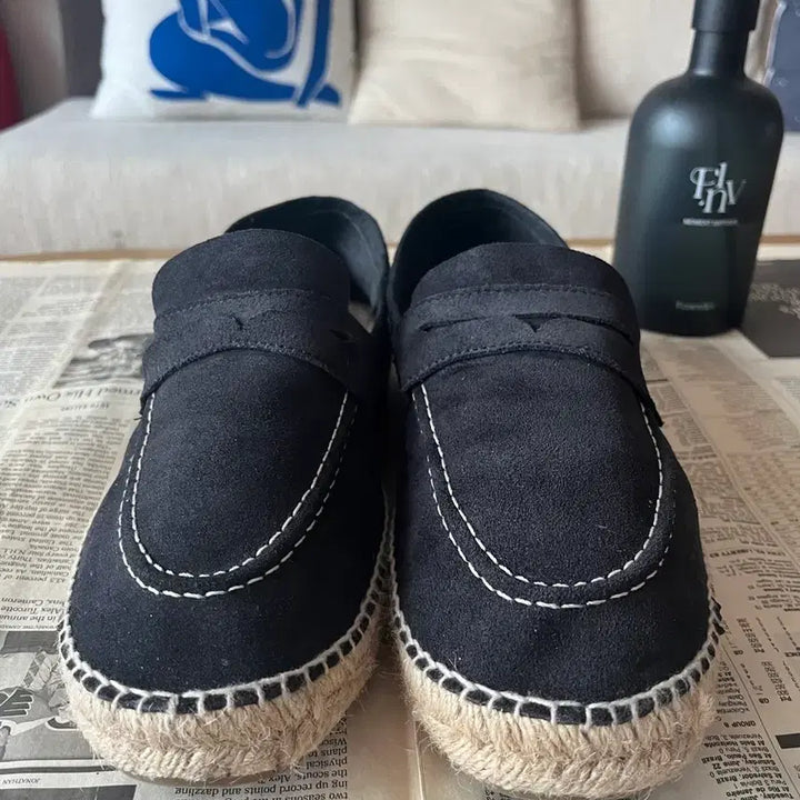 [BUNJANG] MANEBI Suede Espadrille Navy Loafers / [43] 마네비 스웨이드 에스파드류 네이비 로퍼 (전용주머니 포함)