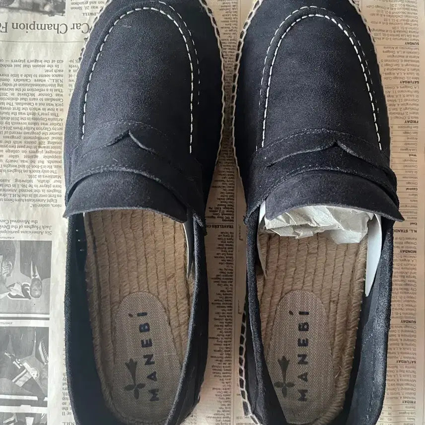 [BUNJANG] MANEBI Suede Espadrille Navy Loafers / [43] 마네비 스웨이드 에스파드류 네이비 로퍼 (전용주머니 포함)