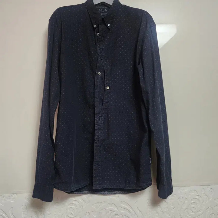 [BUNJANG] Paul Smith Navy Hidden Pocket Dot Shirt (Tailored Fit, M) / 폴스미스 네이비 히든 포켓 도트 셔츠 (테일러드 핏 / M사이즈)