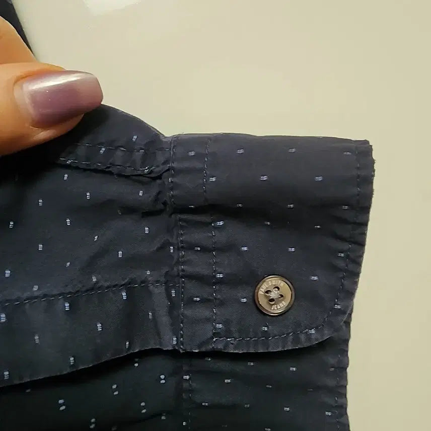 [BUNJANG] Paul Smith Navy Hidden Pocket Dot Shirt (Tailored Fit, M) / 폴스미스 네이비 히든 포켓 도트 셔츠 (테일러드 핏 / M사이즈)