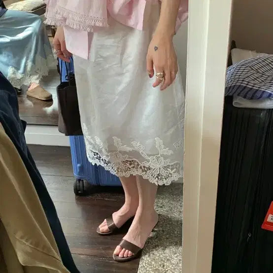 [SOLD OUT] 리본빛 ribbonbit veil lace skirt 베일 레이스 스커트