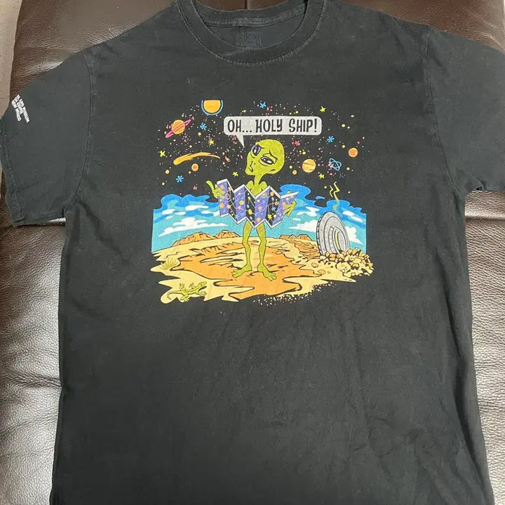 [BUNJANG] Black Alien Print T-Shirt - Men&