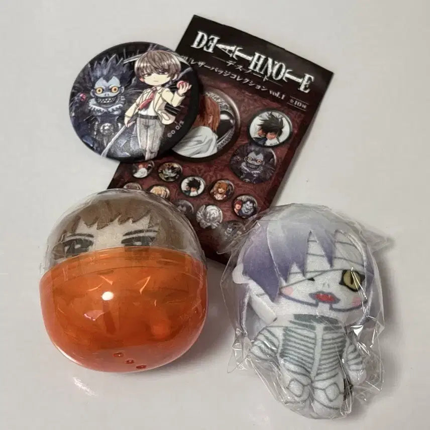 [BUNJANG] Death Note Light &amp; Rem Bundle Set / 데스노트 가챠 라이토 렘 누이구루미 &amp; 캔뱃지 일괄