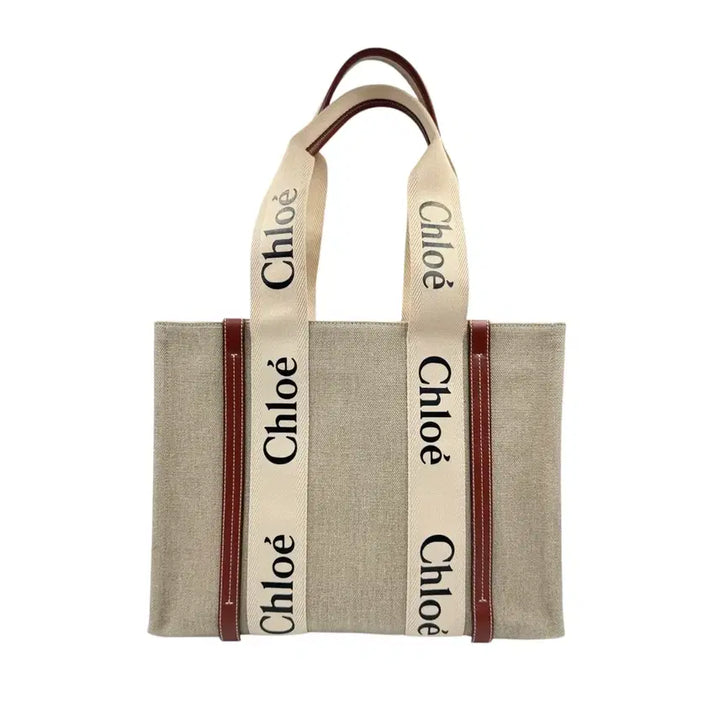 [BUNJANG] Chloé Woody Medium Canvas Tote Bag / 끌로에 우디백 미디움 캔버스 토트백