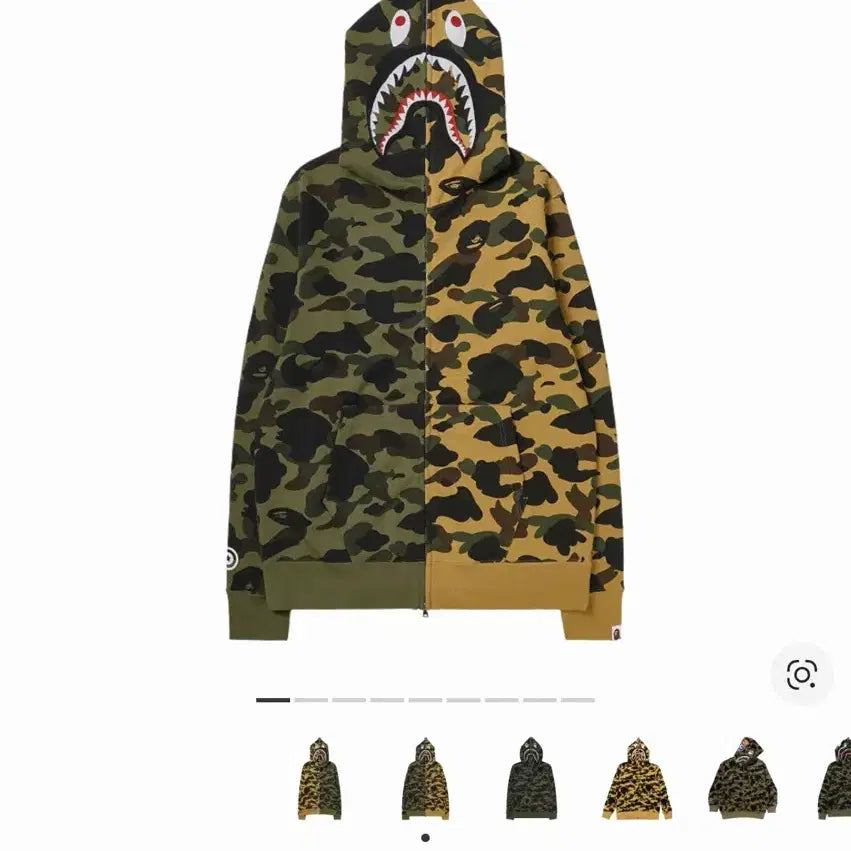 [BUNJANG] Bape First Camo Separate Shark Full Zip Hoodie Yellow Mens M / Bape 퍼스트 카모 세퍼레이드 샤크 풀 집 후드 옐로우 Mens M