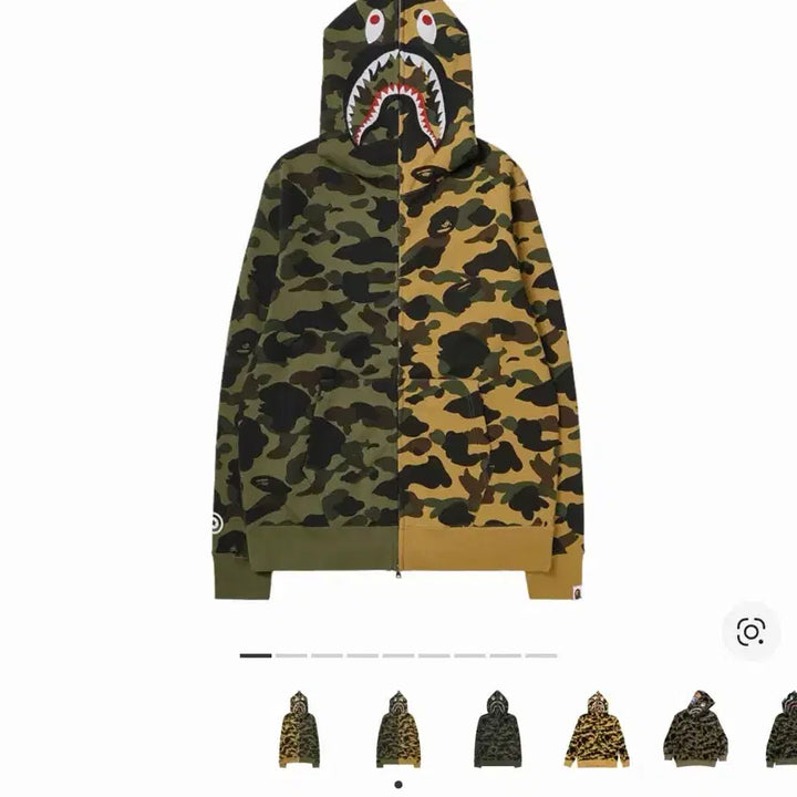 [BUNJANG] Bape First Camo Separate Shark Full Zip Hoodie Yellow Mens M / Bape 퍼스트 카모 세퍼레이드 샤크 풀 집 후드 옐로우 Mens M