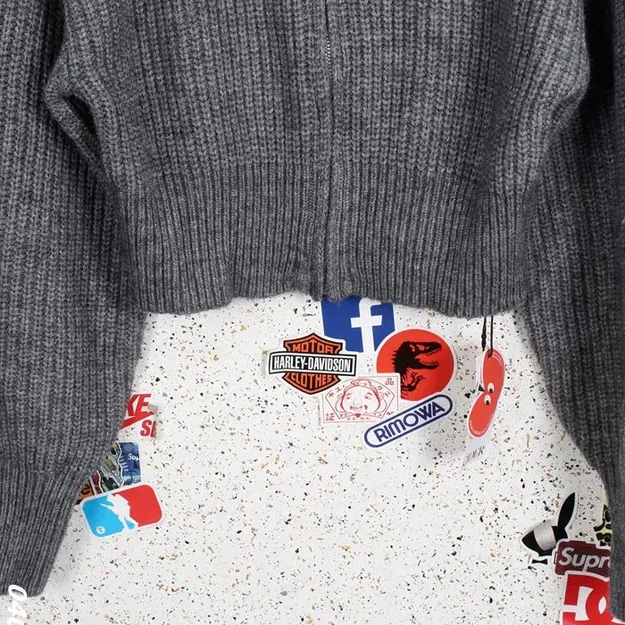 [BUNJANG] Shop Cider Short Zip-up Knit Top / 여성F / 샵사이다 새상품 데일리 숏 집업니트GR 12-139