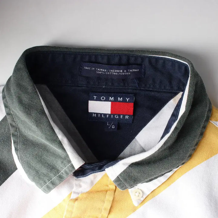 [BUNJANG] Tommy Hilfiger Stripe Shirt White L / 타미힐피거 스트라이프 셔츠 화이트 L