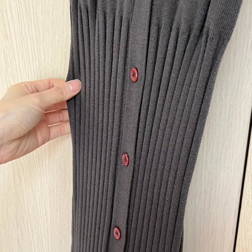 [BUNJANG] Kaki Knit Ribbed Dress / 카키색 니트 골지 원피스