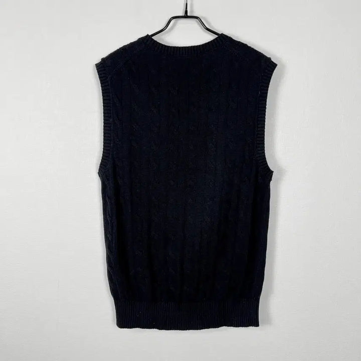 [BUNJANG] U.S. Polo Assn. Cable Knit Vest Cotton Black / U.S.폴로 케이블 니트 베스트 면 블랙 조끼 남100 L 라덴 빈티지