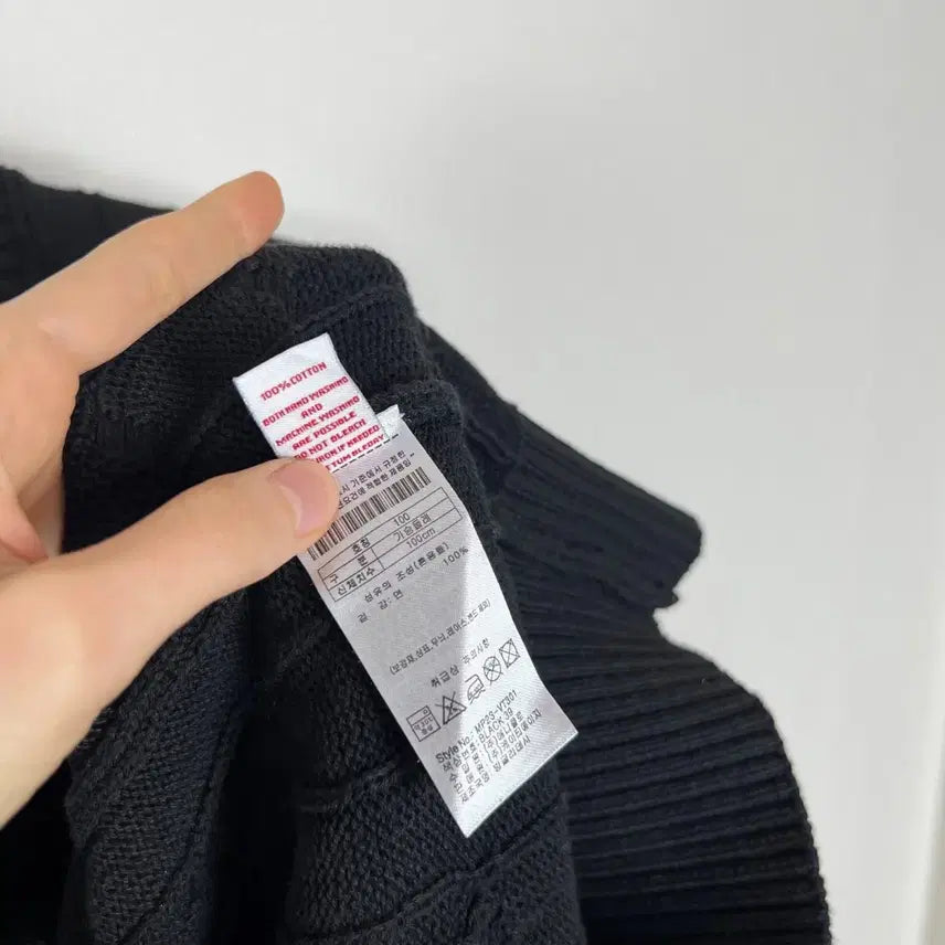 [BUNJANG] U.S. Polo Assn. Cable Knit Vest Cotton Black / U.S.폴로 케이블 니트 베스트 면 블랙 조끼 남100 L 라덴 빈티지